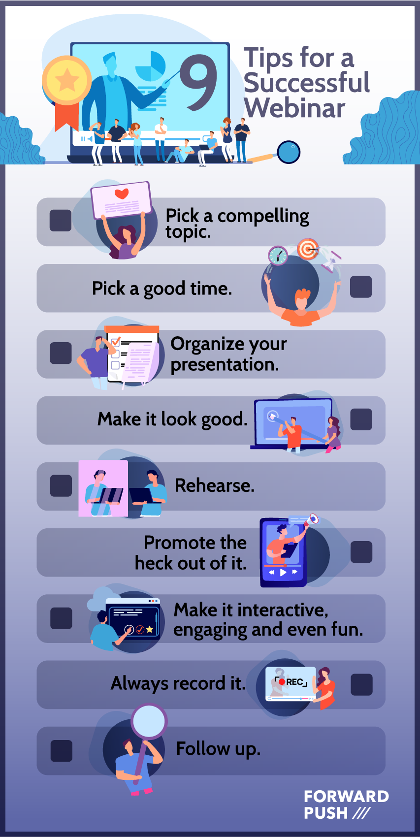 8 tips for a successful webinar infographic