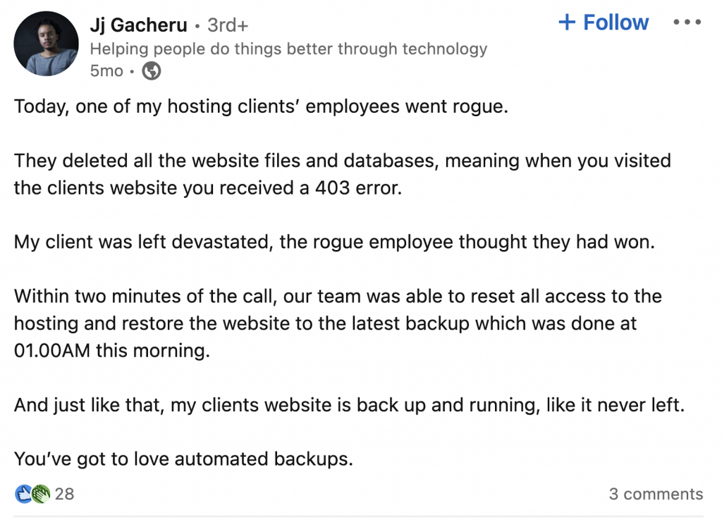 Automated Website Backups example by Jj Gacheru