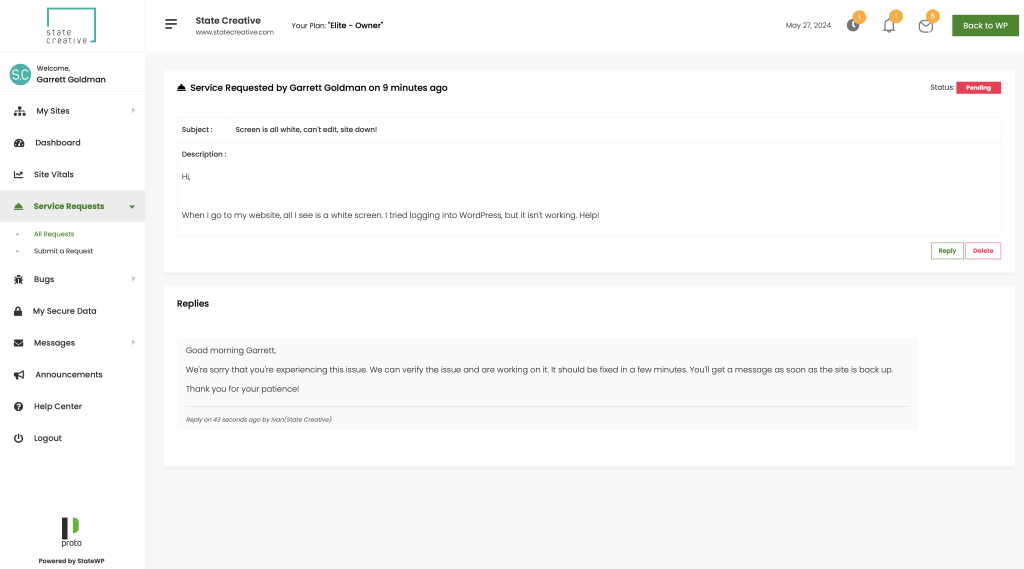 Conversation between client and developer