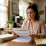 Woman reviewing workplace discrimination complaint forms