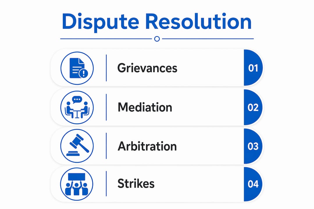 Infographic showing labor dispute resolution steps