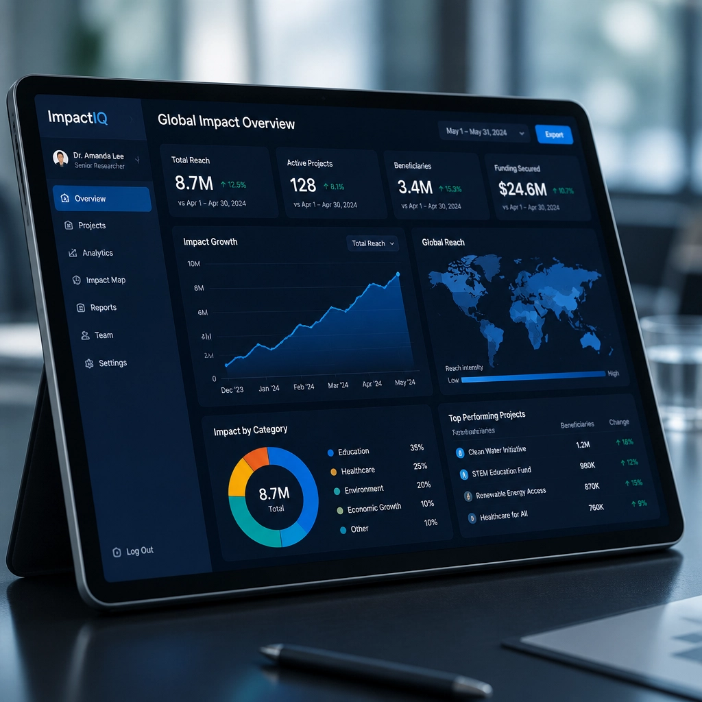 Digital dashboard showing professional growth and data metrics