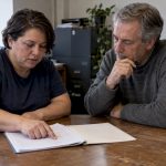 Employee and union representative review an agreement